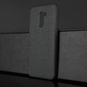 Силиконовый матовый непрозрачный чехол с текстурным покрытием Джинса для Xiaomi Pocophone F1 Черный