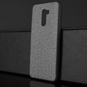 Силиконовый матовый непрозрачный чехол с текстурным покрытием Джинса для Xiaomi Pocophone F1 Серый