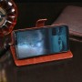 Глянцевый водоотталкивающий чехол портмоне подставка на силиконовой основе с отсеком для карт на магнитной защелке для Nokia 9 PureView , цвет Коричневый