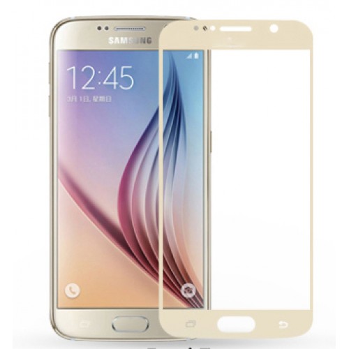 3D полноэкранное ультратонкое износоустойчивое сколостойкое олеофобное защитное стекло для Samsung Galaxy S6, цвет Бежевый