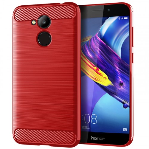 Силиконовый матовый непрозрачный дизайнерский фигурный чехол текстура Металлик для Huawei Honor 6C Pro, цвет Красный
