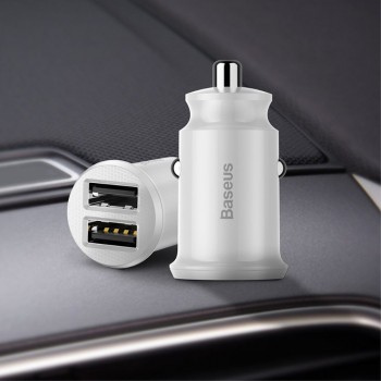 Автомобильное зарядное устройство Baseus Grain Mini 2 USB 3.1A Белый