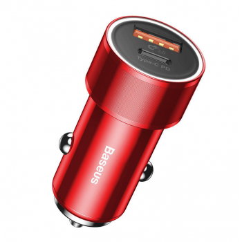 Автомобильное зарядное устройство Baseus Small Screw Type-C PD+USB Quick Charge Car Charger 36W Красный