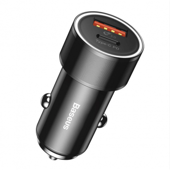 Автомобильное зарядное устройство Baseus Small Screw Type-C PD+USB Quick Charge Car Charger 36W Черный