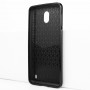 Силиконовый матовый непрозрачный чехол с текстурным покрытием Карбон для Nokia 2, цвет Черный