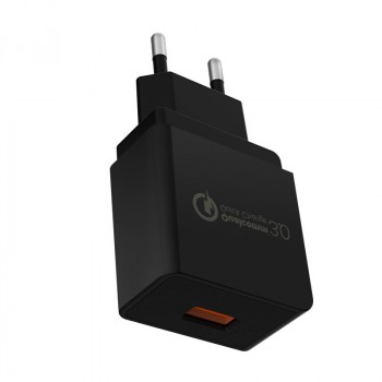 Универсальное сетевое зарядное устройство USB с поддержкой быстрой зарядки QC3.0 18Вт (6В/3А, 9В/2А, 12В/1.5А) Черный