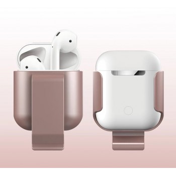 Пластиковый чехол с клипсой для Apple AirPods Розовый