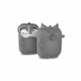 Противоударный силиконовый чехол дизайн Сова с ушком для ремешка для Apple AirPods, цвет Серый