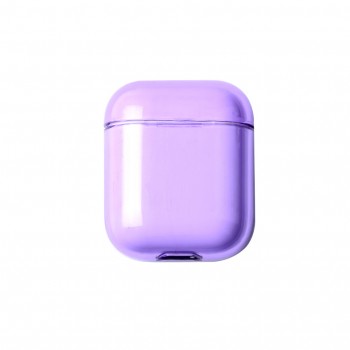 Тонкий пластиковый глянцевый полупрозрачный чехол для Apple AirPods Фиолетовый
