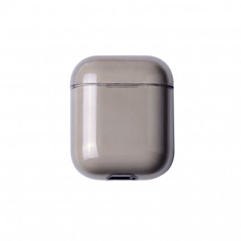 Тонкий пластиковый глянцевый полупрозрачный чехол для Apple AirPods Серый