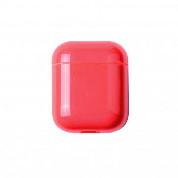 Тонкий пластиковый глянцевый полупрозрачный чехол для Apple AirPods Красный
