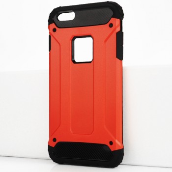 Двухкомпонентный силиконовый матовый непрозрачный чехол с поликарбонатными бампером и крышкой для Iphone 6 Plus/6s Plus Красный