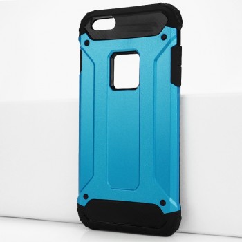 Двухкомпонентный силиконовый матовый непрозрачный чехол с поликарбонатными бампером и крышкой для Iphone 6 Plus/6s Plus Голубой