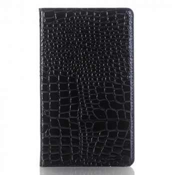 Чехол книжка подставка текстура Крокодил на пластиковой основе с отсеком для карт для Huawei MediaPad T3 10 Черный