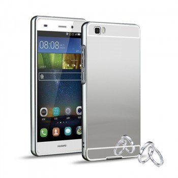 Двухкомпонентный чехол с металлическим бампером и поликарбонатной накладкой с зеркальным напылением для Huawei P8 Lite Белый