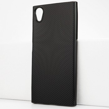 Силиконовый матовый непрозрачный чехол с текстурным покрытием Карбон для Sony Xperia XA1 Plus Черный