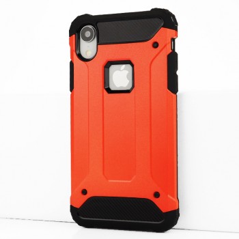 Двухкомпонентный силиконовый матовый непрозрачный чехол с поликарбонатными бампером и крышкой для Iphone Xr Красный