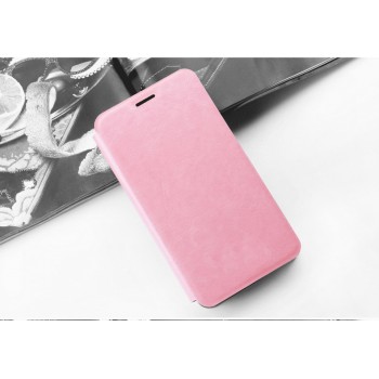 Глянцевый водоотталкивающий чехол горизонтальная книжка подставка на силиконовой основе для Xiaomi RedMi 4 Pro Розовый