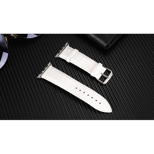 Кожаный ремешок текстура Крокодил для Apple Watch Series 4/5 44мм/Series 1/2/3 42мм, цвет Белый