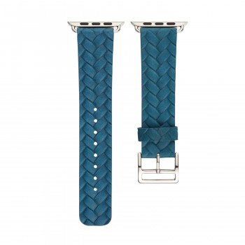 Кожаный плетеный ремешок для Apple Watch Series 4/5 40мм/Series 1/2/3 38мм Синий