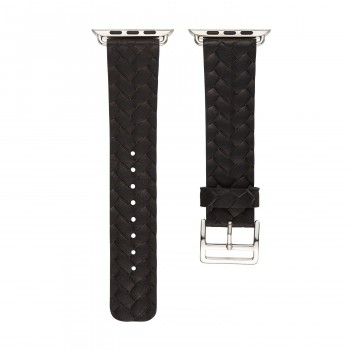 Кожаный плетеный ремешок для Apple Watch Series 4/5 44мм/Series 1/2/3 42мм Черный