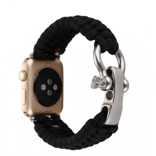 Нейлоновый ремешок ручного сплетения с застежкой из нержавеющей стали для Apple Watch Series 4/5 44мм/Series 1/2/3 42мм, цвет Черный