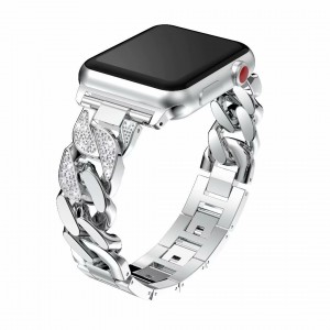Металлический ремешок из цинкового сплава со стразами и пряжкой для Apple Watch Series 4/5 44мм/Series 1/2/3 42мм