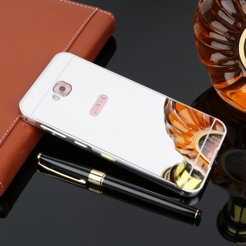 Двухкомпонентный чехол c металлическим бампером с поликарбонатной накладкой и зеркальным покрытием для ASUS ZenFone 4 Selfie Белый