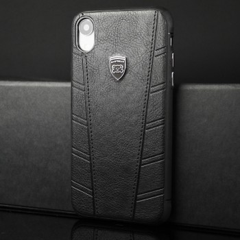 Силиконовый матовый непрозрачный чехол с текстурным покрытием Кожа для Iphone Xr Черный