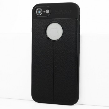 Силиконовый чехол накладка для Iphone 8/7 с текстурой кожи Черный