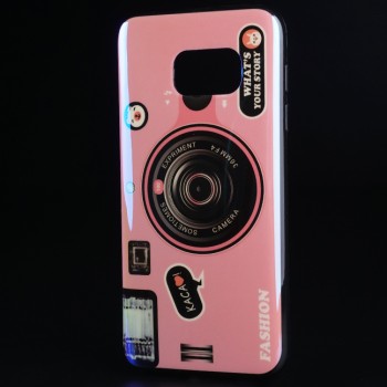 Силиконовый глянцевый непрозрачный чехол с принтом для Samsung Galaxy S7 Розовый
