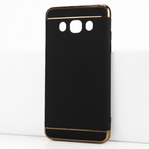 Двухкомпонентный сборный двухцветный пластиковый матовый чехол для Samsung Galaxy J5 (2016) Черный