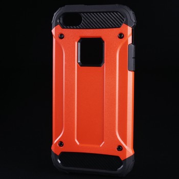 Противоударный двухкомпонентный силиконовый матовый непрозрачный чехол с поликарбонатными вставками экстрим защиты для Iphone 5/5s/SE Красный