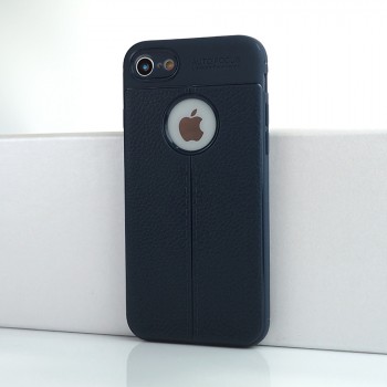 Силиконовый чехол накладка для Iphone 8/7 с текстурой кожи Синий