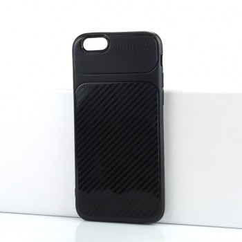 Силиконовый матовый непрозрачный чехол с текстурным покрытием Карбон для Iphone 6/6s Черный