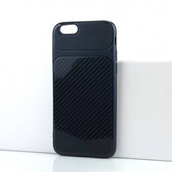 Силиконовый матовый непрозрачный чехол с текстурным покрытием Карбон для Iphone 6/6s Синий