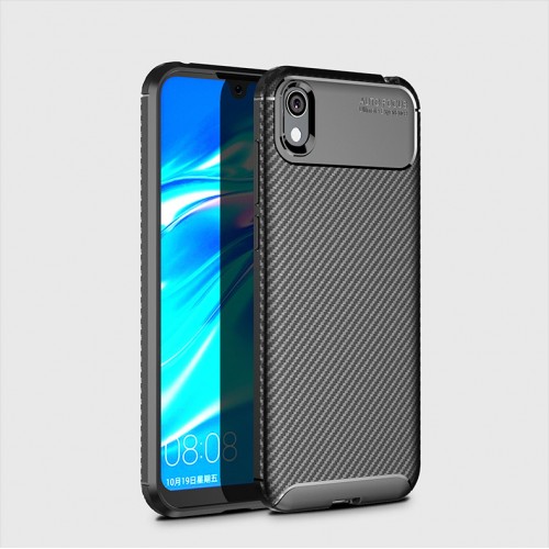 Матовый силиконовый чехол для Huawei Y5 (2019)/Honor 8s с текстурным покрытием карбон, цвет Черный