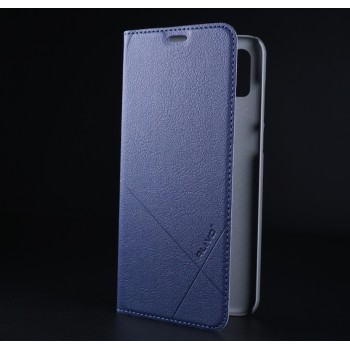Чехол флип подставка текстура Линии на пластиковой основе с отсеком для карт для Iphone Xs Max Синий