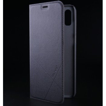 Чехол флип подставка текстура Линии на пластиковой основе с отсеком для карт для Iphone Xs Max Черный