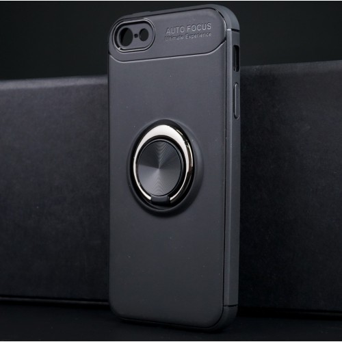 Силиконовый матовый непрозрачный чехол с встроенным кольцом-подставкой для Iphone 5/5s/SE