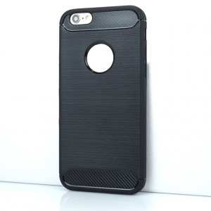 Матовый силиконовый чехол для Iphone 6/6s с текстурным покрытием металлик Черный