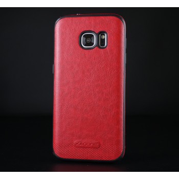 Силиконовый матовый непрозрачный чехол с нескользящими гранями и текстурным покрытием Кожа для Samsung Galaxy S7 Красный