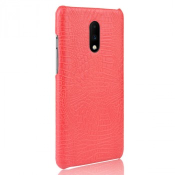 Чехол задняя накладка для OnePlus 7 с текстурой кожи Красный