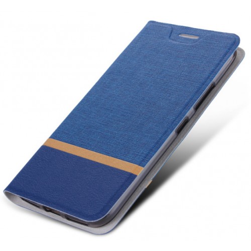 Чехол горизонтальная книжка подставка на силиконовой основе с тканевым покрытием для OnePlus 7, цвет Синий