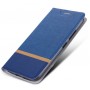 Чехол горизонтальная книжка подставка на силиконовой основе с тканевым покрытием для OnePlus 7, цвет Синий