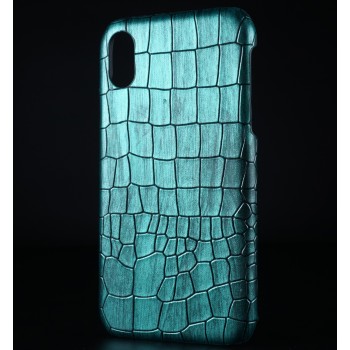 Пластиковый непрозрачный матовый чехол с текстурным покрытием Крокодил для Iphone Xr Зеленый