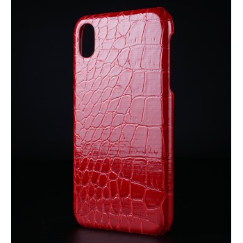 Пластиковый непрозрачный матовый чехол с текстурным покрытием Крокодил для Iphone Xr Красный