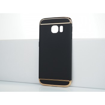 Двухкомпонентный сборный пластиковый матовый чехол для Samsung Galaxy S6 Edge Черный