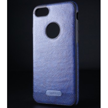 Чехол задняя накладка для Iphone 8 с текстурой кожи Синий