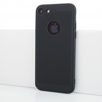 Двухкомпонентный сборный пластиковый полупрозрачный матовый чехол с текстурой Точки для Iphone 7/8 Черный